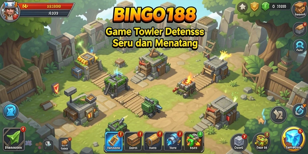 Tampilan gameplay menakjubkan di BINGO188 dengan pertahanan menara yang strategis.