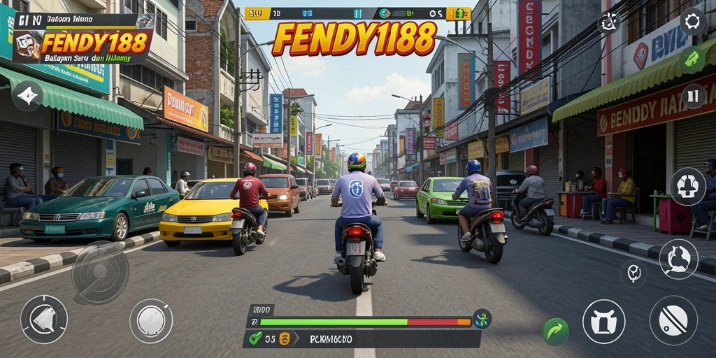 Tampilan gameplay balap seru di FENDY188 dengan mobil yang melaju cepat.