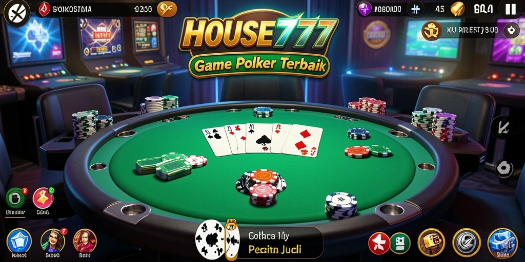 Gameplay seru Poker di HOUSE777 dengan tampilan menarik.