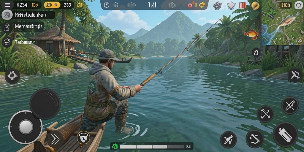 Tampilan gameplay K234 dengan grafis memancing yang menarik.