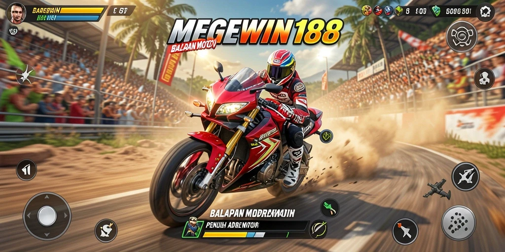 Tampilan gameplay seru balapan motor di MEGEWIN188.