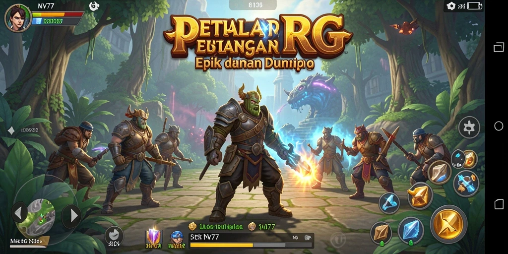 Screenshot gameplay NV77 menunjukkan aksi pertarungan yang mendebarkan dalam dunia RPG.
