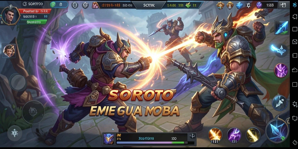 Tampilan intens gameplay SORTOTO dalam pertarungan tim.