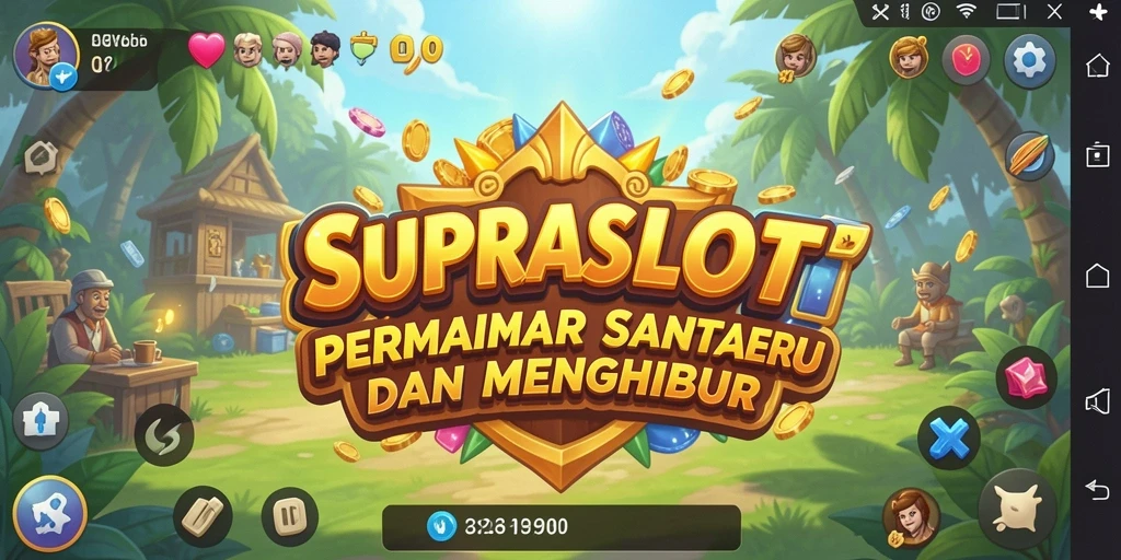 Tampilan gameplay SUPRASLOT yang penuh warna dan menarik.