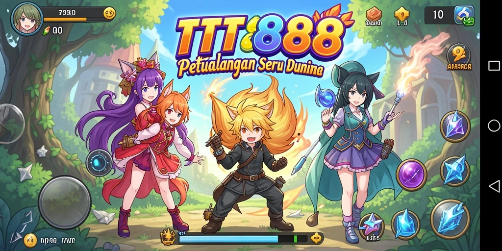 Screenshot dari gameplay TTT888 menampilkan aksi karakter Anime.